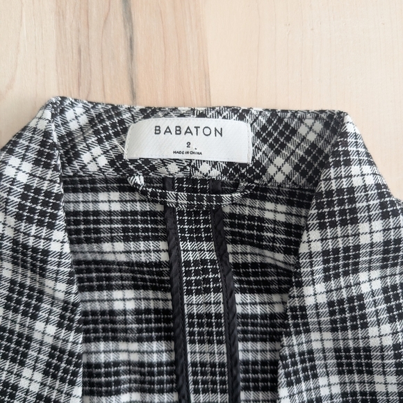 BABATON Black and White Plaid Blazer with Notched Lapel - Picture 7 of 13